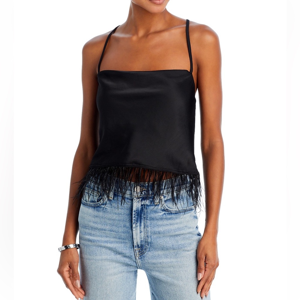 Feather Trim Cowl Neck Camisole